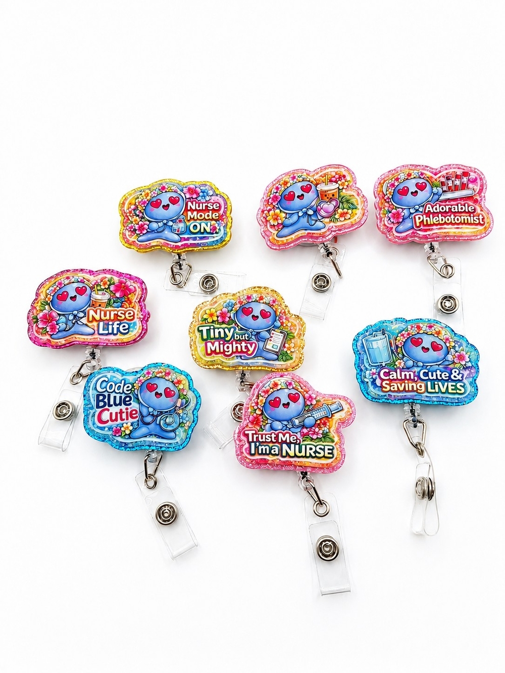 Cute Tropical Glove Dolls Healthcare Nurse Themed Retractable Badge Reels